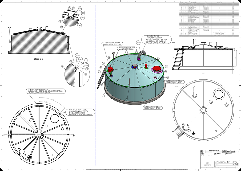 Plan de conception habillage inox protection calorifuge